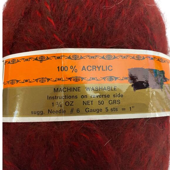 Unger Fluffy Tweed Yarn Red Marled  Acrylic France #714 Lot of 5 DISCONTINUED - Picture 10 of 11